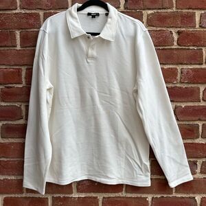 Vince $245 OFF WHITE Men's Double-Knit Piqué Long-Sleeve Polo Shirt Large NEW